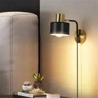 TIM. TIM Wandlamp Binnen met Snoer - Wandlamp - Wandlamp Binnen - Verstelbare wandspot - Zwart - 19cm x 19cm x 18cm