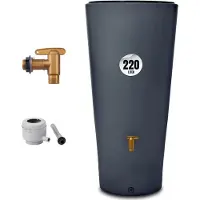 TIM. TIM Waterton - Regenton - Watertank - 220 Liter - Afvoerklep en Afvoerbuisaansluiting - Grijs - 58cm x 58cm x 120cm