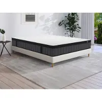 Vente-unique Matras 200 x 200 cm hybride pocketveren 7 zones en gelfoam met vormgeheugen dikte 25cm - TOLCA van YSMÉE L 200 cm x H 25 cm x D 200 cm