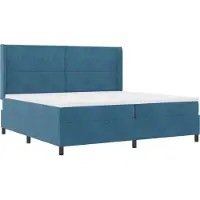 vidaXL Boxspringbed met LED-verlichting, blauw, 200 x 200 cm, fluweel