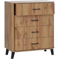 Mendler Commode -P42, dressoir, 4 lades, MDF 92x80x40 cm ~ Wotan-eikenlook
