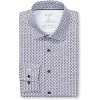Olymp overhemd blauw geprint normale fit katoen