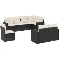 vidaXL 8-delige Loungeset met kussens poly rattan zwart