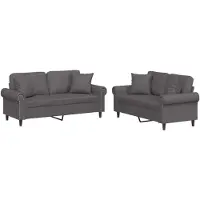 vidaXL 2-delige Loungeset met kussens kunstleer grijs