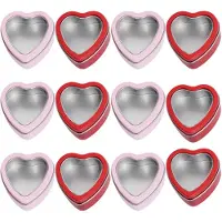 Typecat 12-pack hartvormige metalen blikken met deksel Valentijnsdagkaars voor Mak