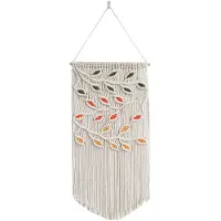 Tlily Bladeren Macrame Muurbehang Groen Blad Macrame Muurbehang Boho Muurdecoratie Garen Muurbehangtapijt Handgemaakt A