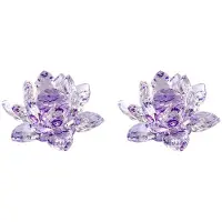Typecat 2X F Kristallen Lotusbloem Beeldje Valentijn Bruiloft Decor Glas Ambachtelijke Collectie Presse-Papier Tafelornamenten Souvenir Cadeau