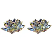 Torribaly 2X C Kristallen Lotusbloem Beeldje Valentijn Bruiloft Decor Glas Ambachtelijke Collectie Presse-Papier Tafelornamenten Souvenir Cadeau