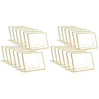 Torribaly 24 STKS Goud Frame Acryl Teken Houder Bruiloft Tafel Nummer Houder Schuine Menu Dubbelzijdig Stand, 4X6 Inch Horizontaal
