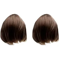 Torribaly 2X Korte Rechte Bob Pruiken Braziliaanse Maagd Menselijk Haar Pruiken Volledige Pruiken (40 cm) Bruine Kleur