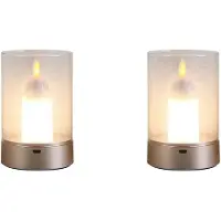 Typecat 2X USB Kaarslicht Oplaadbare Vlamloze Elektrische LED Kaars Dansen Bewegende Kaarsen Licht Huisdecoratie