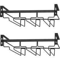 Typecat 2X Wine Glass Rack Under Cabinet,3 Rows Hanging Stemware Rack Metal Glasses Holder Storage Hanger for Kitchen,Bar,Etc