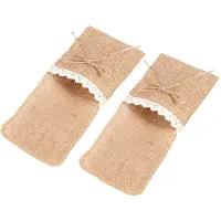 Typecat 20 STKS Land Bruiloft Tafel Zilverwerk Houder Natuurlijke Jute Bestek Zakken Vork Zakken Rustieke Bruiloft Decoratie