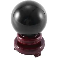 Tlily 80MM Natuurlijke Zwarte Bol Grote Kristallen Bol Helende Steen met Basis