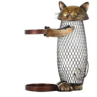 Tlily Kitten Wijnrek Geld Pot Opslag Woondecoratie Smeedijzeren Wijnrek Kerstcadeau Dier Wijnrek