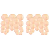 ISTOVO 40 Pcs 6 Inch-12 Inch Peach Paper Lantern Chinese Assorted Sizes Round Lampion for Wedding Party Outdoor Indoor