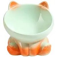 Melitt Keramische Kattenbak met Kleurverloop, Voerbak, Drinkbak, Dierenbenodigdheden, Hondenbak, Kattenbak met Schuine Opening, Groen