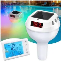 Wella Draadloze Zwembadthermometer, Drijvend, Gemakkelijk Af Te Lezen met Licht en 330 FT Externe Binnenmonitor, Digitale Zwembadthermometer op