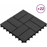 vidaXL Terras Tegel 22 st Zwart 30 x 30 cm WPC