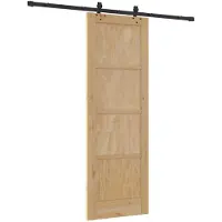 vidaXL Schuifdeur Naturel en Zwart 73,5 x 211 cm Massief grenenhout