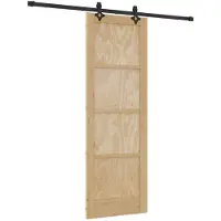 vidaXL Schuifdeur Naturel en Zwart 73,5 x 211 cm Massief grenenhout