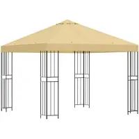 vidaXL Prieel 3 x 3 m Crèmekleurig Polyester en Staal 190 gsm