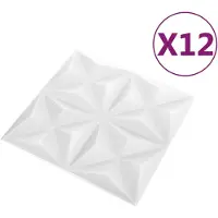 vidaXL Wandpanelen 12 st 50 x 50 cm Origami Wit XPS Schuim