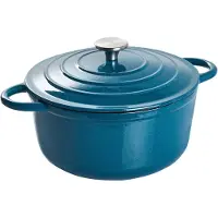 Beliani CASTORA - 7-delige gietijzeren pannen set - Blauw - Gietijzer