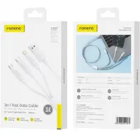 Foneng XS07 3-in-1 Kabel: USB-C, Lightning, Micro | 3A, 1,2M, Wit