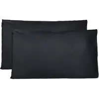 Azalia kussenslopen 100% Pure katoen 50X70 CM, Set van 2 Bed Kussen Stoffen Gemaakt in Italië, Tassluiting, Solid Color, Standaard Maat met - Zwart