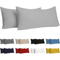 Azalia Kussensloop (Set van 2) – Grijs Katoen - Voor Kussens 40 x 80 cm - 100% Jersey Katoen - Beddengoed Dubbel Bed Kussensloop - Kussenbeschermer - Bestendig en Hypoallergeen