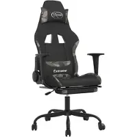 vidaXL Gaming stoel met massagefunctie en voetsteun, zwart, camouflageprint, stof