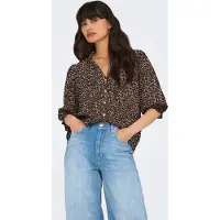 ONLY Blouse 'ONLRAYA' donkerbeige / zwart / wit