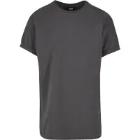 Urban Classics T-shirt - Long Shaped Turnup Tee - S tot 5XL - voor Mannen - donkergrijs | Maat S