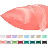 Azalia 2 Pack Satijnen Kussenslopen, Standaard Formaat Zacht Effen Kleur Microfiber Satijnen Kussensloop, Envelop Sluiting Kreukvrij Vervagingsbestendig Ademend (40x70 cm, Roze)