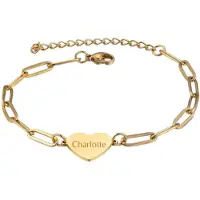 Yehwang Hart Schakelarmband met 1 Naam Goud
