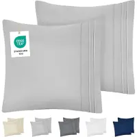 Azalia kussensloop 80x80 set van 2 in Oeko-Tex gecertificeerde geborstelde microvezel - zachte kussenhoes met geborduurde patronen - grijs
