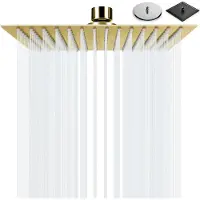 Azalia Regendouchekop 8 Inch Douchekop Regendouche Universele Vierkante douchekop 304 van roestvrij staal Verstelbare Badkamer Regendouche Ultra Dunne(20x20cm, Goud)