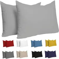 Azalia Kussenslopen (Set van 2) - Voor Kussens 40 x 60 cm - Grijs Katoen 100% Jersey Katoen - Kussensloop 2 Pak - Beddengoed Dubbel Bed Kussensloop Kussenbeschermer - Bestendig en Hypoallergeen