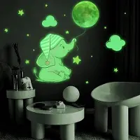 Azalia Olifant Maan Ster Creatieve Fluorescerende Muurstickers Sterrenhemel Stickers Lichtgevende Sterren Muurstickers voor Halloween Meisjes en Jongens Kinderen Slaapkamer Decoratie