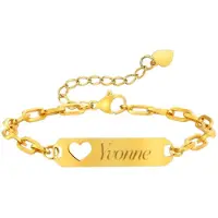 Yehwang Dames Schakelarmband met Naam en Hartje Goud