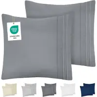 Azalia kussensloop 80x80 set van 2 in Oeko-Tex gecertificeerde geborstelde microvezel - zachte kussenhoes met geborduurde patronen - antraciet