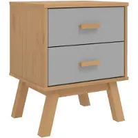 vidaXL Nachtkastje OLDEN massief grenenhout grijs en bruin