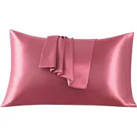 Azalia Satijnen kussensloop: 100% satijn, superzachte hoofdkussensloop, 40 x 80 cm, 2 stuks, roze