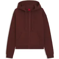 HUGO Hoodie van katoenen badstof met rits en tweedelig logostiksel Maat L