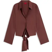 HUGO Errika 10260682 Red Blouse Met Lange Mouwen
