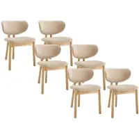 Vente-unique Set van 6 stoelen in stof en rubberhout - Beige - FALDRA