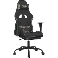 vidaXL Gamingstoel met voetsteun, zwart en camouflageprint, stoffen bekleding