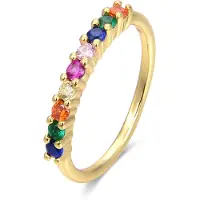 Luxenter Sterling zilveren 925 ring met Veelkleurige Zirkonia afgewerkt in 18K geel goud - Giloth