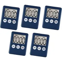 WT&D Set van 5 digitale timers, alarmklokken, donkerblauw